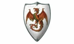 Shop-halona Rollenspiele Ritterschild, Schild Aus Holz F. Kinder Motiv Drache 49x32 Cm