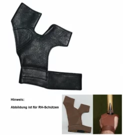 Shop-halona Bogenhandschuh Traditionell Leder F. LH Schützen Black.bulls Schwarz Fingerschutz