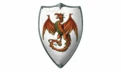 Shop-halona Rollenspiele Ritterschild, Schild Aus Holz F. Kinder Motiv Drache 49x32 Cm