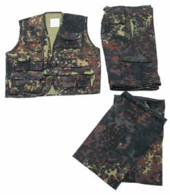 Shop-halona BW Kinder-Anzug, Militär Flecktarn, Weste U. Hose,mit Abnehmbaren Beinen