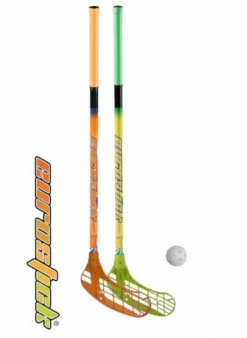 Shop-halona 2x Floorballschläger Junior 85 Cm Orange / Grün Eurostick Force One Mit Ball